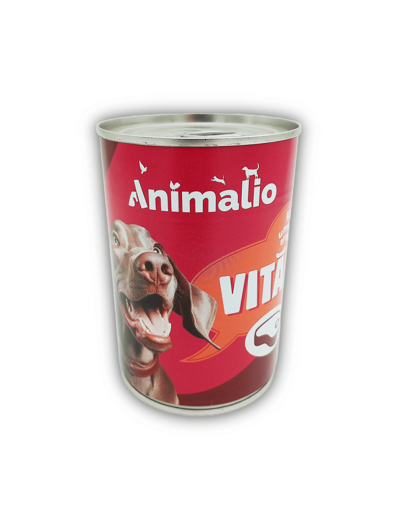 Hrana umeda pentru caini cu vita, Animalio, 24 x 415g /set