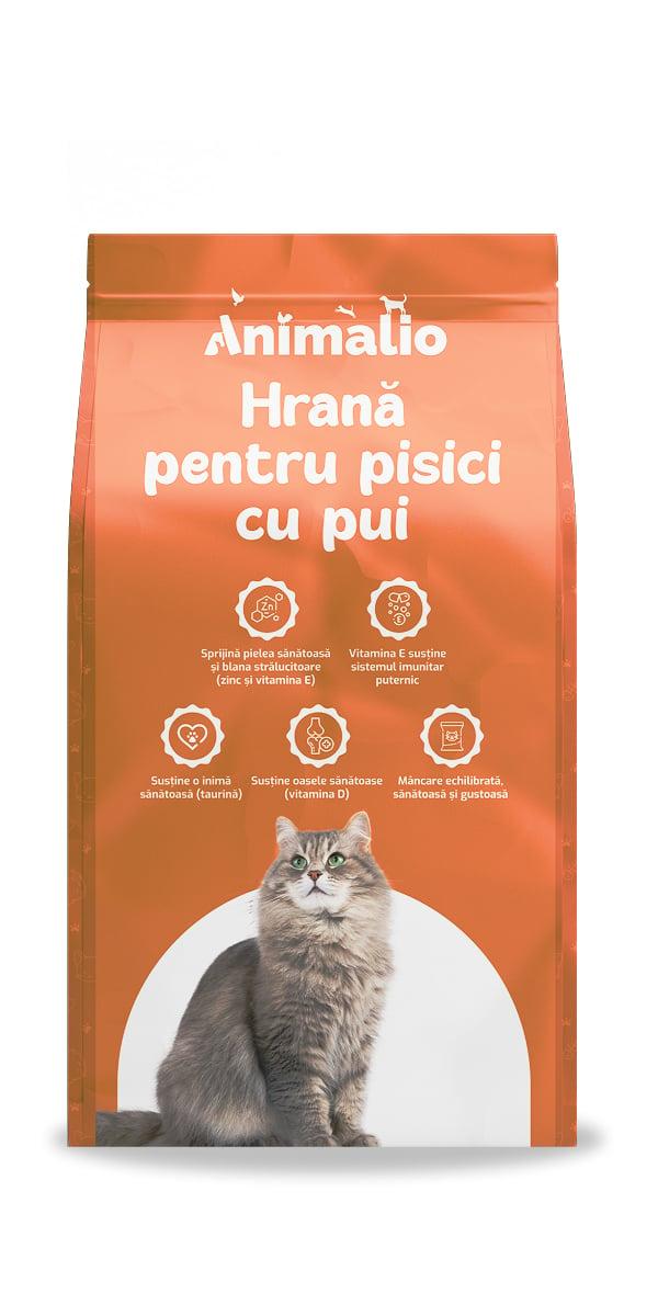 Hrana uscata pentru pisici, cu pui, Animalio, 10 kg